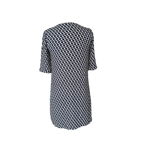 Needle and Thread Knee Length Cut Out Neck Blue White Geo Print Shift Dress Med - Picture 4 of 7